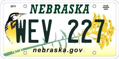 NE license plate WEV227