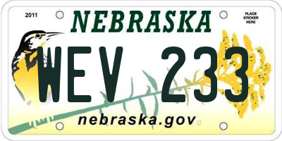 NE license plate WEV233