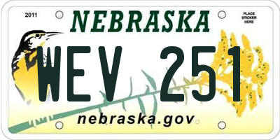 NE license plate WEV251