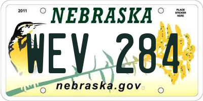 NE license plate WEV284