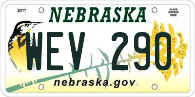 NE license plate WEV290