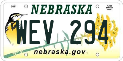 NE license plate WEV294