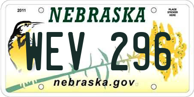 NE license plate WEV296
