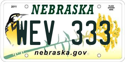 NE license plate WEV333