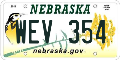 NE license plate WEV354