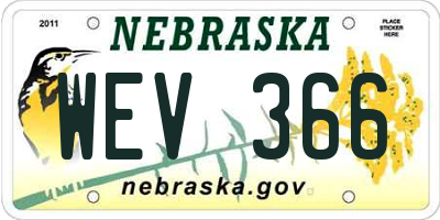 NE license plate WEV366