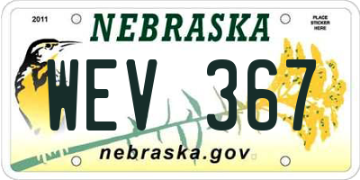 NE license plate WEV367
