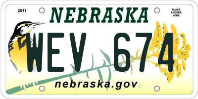 NE license plate WEV674