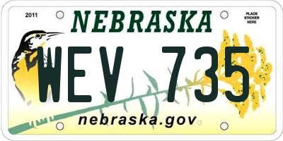 NE license plate WEV735