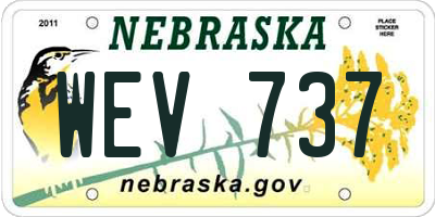 NE license plate WEV737