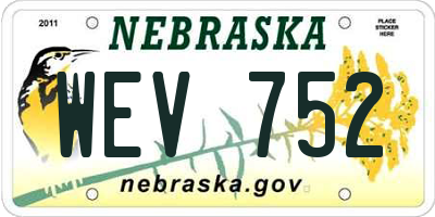 NE license plate WEV752