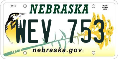 NE license plate WEV753