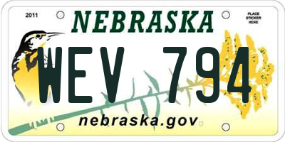 NE license plate WEV794