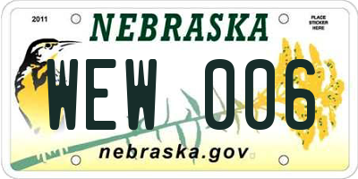 NE license plate WEW006