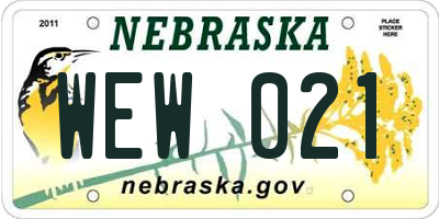 NE license plate WEW021