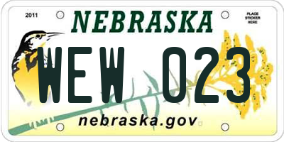 NE license plate WEW023