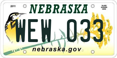 NE license plate WEW033