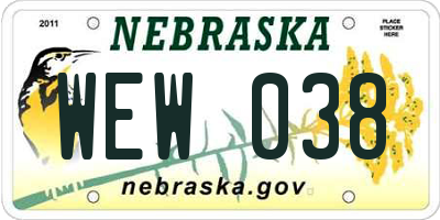NE license plate WEW038