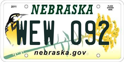 NE license plate WEW092