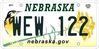 NE license plate WEW122
