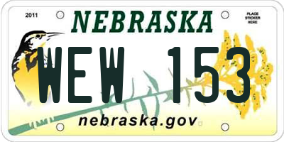 NE license plate WEW153