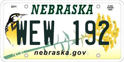 NE license plate WEW192