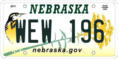 NE license plate WEW196