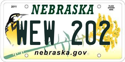 NE license plate WEW202