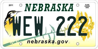 NE license plate WEW222