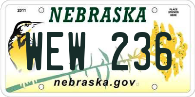 NE license plate WEW236