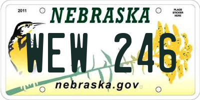NE license plate WEW246