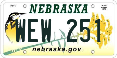 NE license plate WEW251