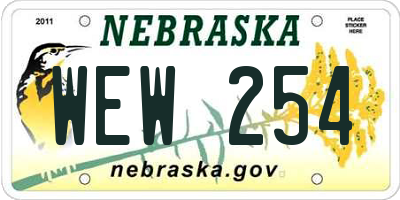 NE license plate WEW254