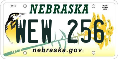 NE license plate WEW256
