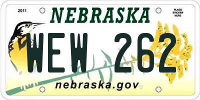 NE license plate WEW262