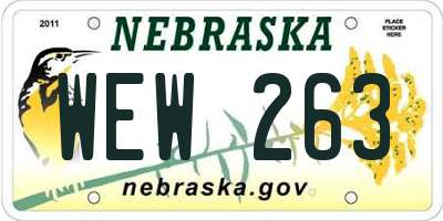 NE license plate WEW263