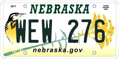 NE license plate WEW276