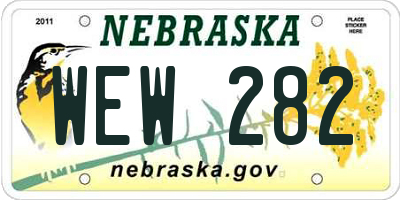 NE license plate WEW282