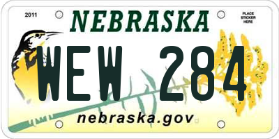 NE license plate WEW284
