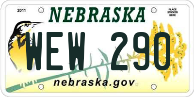 NE license plate WEW290