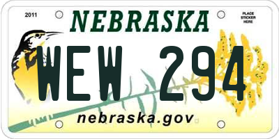 NE license plate WEW294