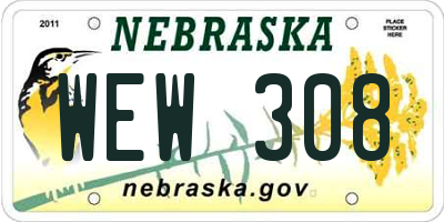 NE license plate WEW308