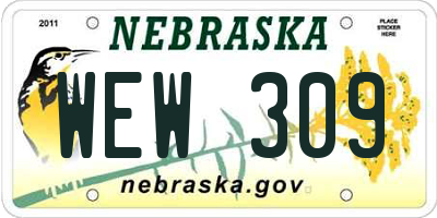 NE license plate WEW309