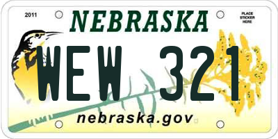 NE license plate WEW321