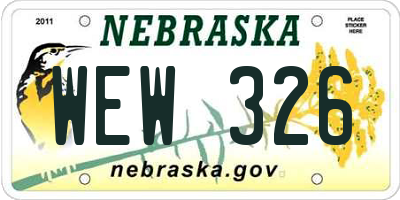 NE license plate WEW326