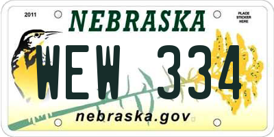 NE license plate WEW334