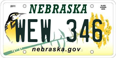 NE license plate WEW346