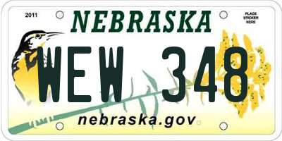 NE license plate WEW348