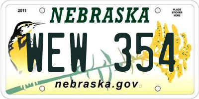 NE license plate WEW354