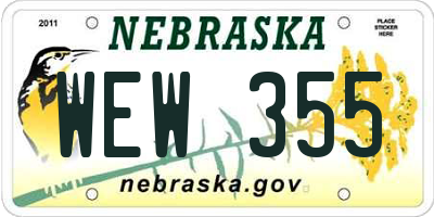NE license plate WEW355